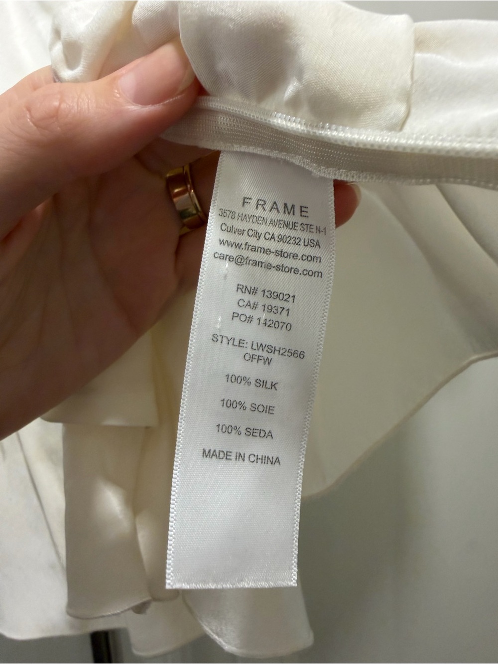 Frame Ivory Ruffle Flutter Sleeve V Neck Blouse - Picture 7 of 8